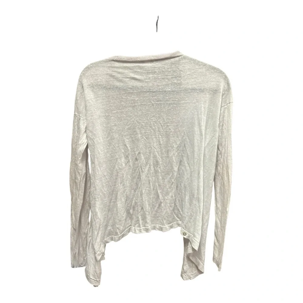 Garnet Hill Cream Open-Front 100% Linen Cardigan Size Small - Picture 2 of 4